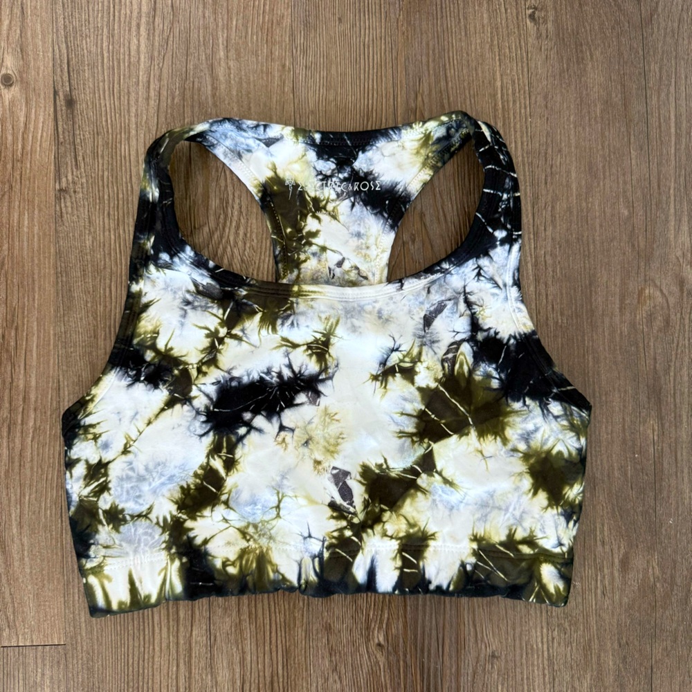 Electric & Rose Tie Dye Black Green White Sports Bras Size S